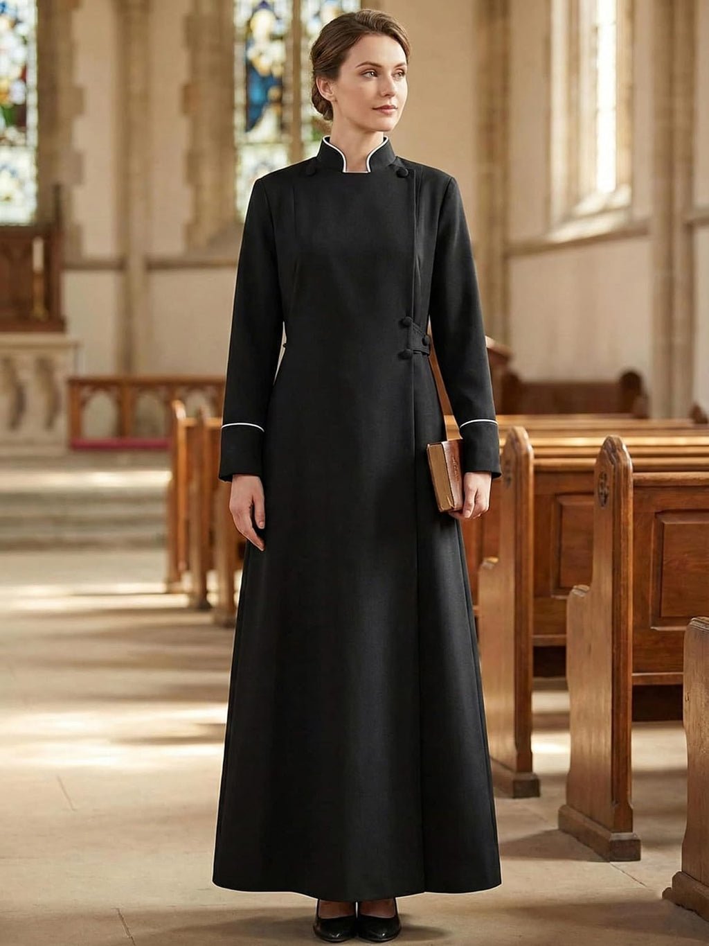 Women Clergy Robe Church Cassock Minister Gown Choir Pastor Costume Outfit Pulpit Service Vestment Dress