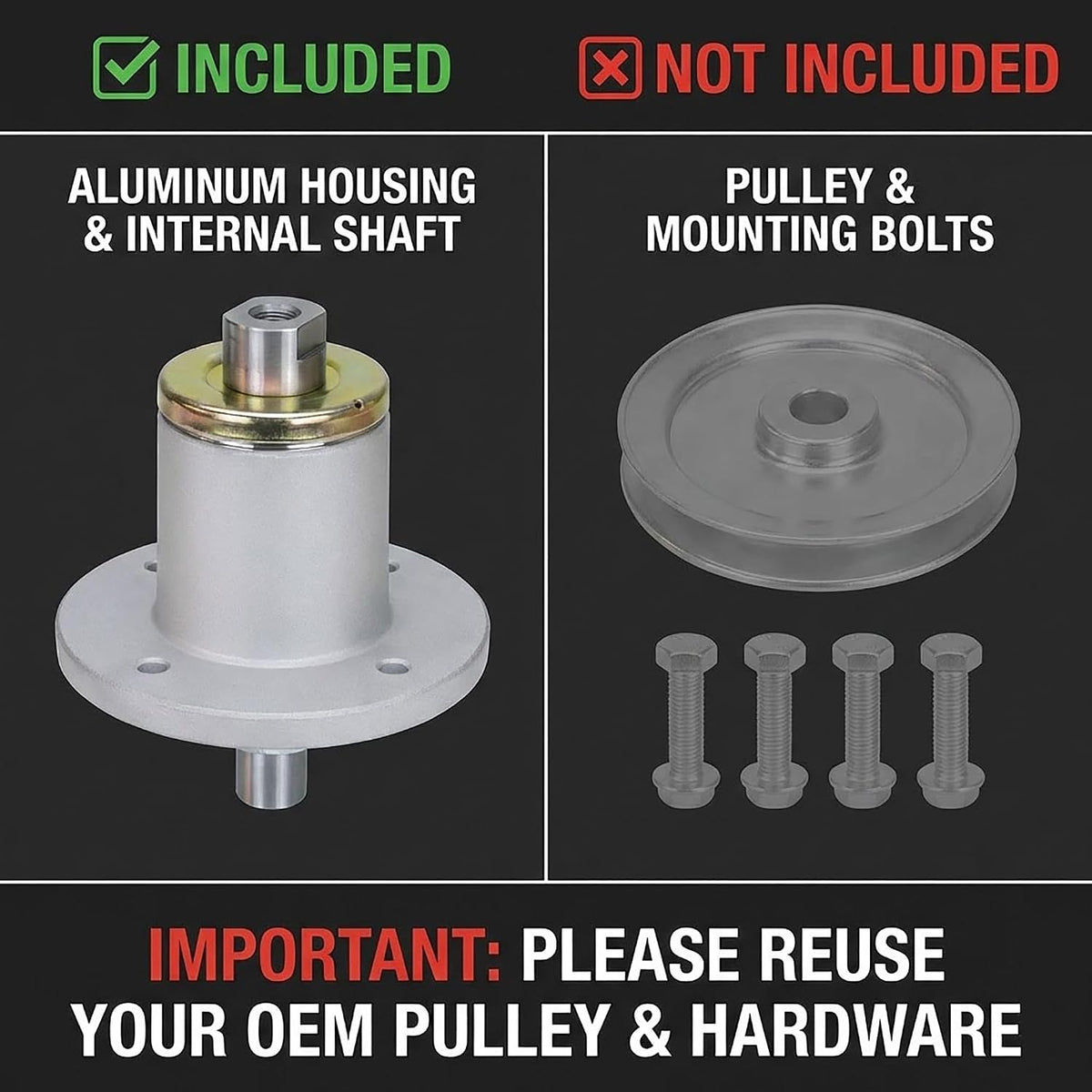 437-0005-00 Lawn Mower Deck Spindle Assembly Mandrel | Replacement for Spartan Mowers, Fits 54", 61", 72" Decks, RT