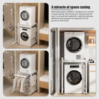 pofluany Washer Dryer Stacking Kit with Pull-Out Sliding Plate, Height Adjustable WasherDryer Stacking Rack Stand, Over The Washer and Dryer Stackable Shelf, Washing Machine Stand White
