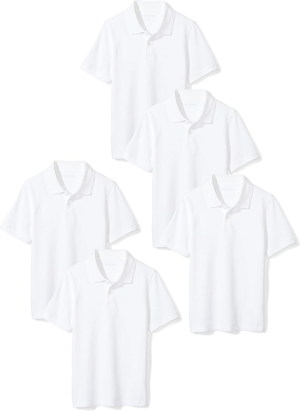 Toddler Boys' School Uniform Short-Sleeve Pique Polo Shirts, Breathable Cotton, Button Closure, Multipacks