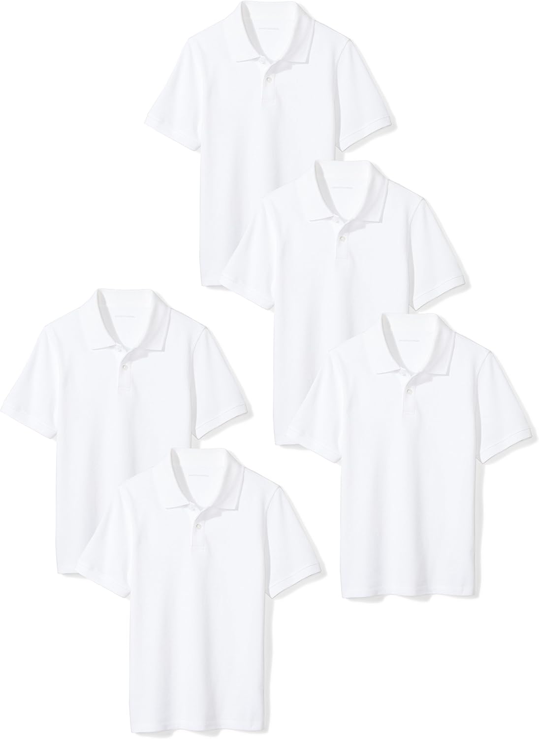 Toddler Boys' School Uniform Short-Sleeve Pique Polo Shirts, Breathable Cotton, Button Closure, Multipacks