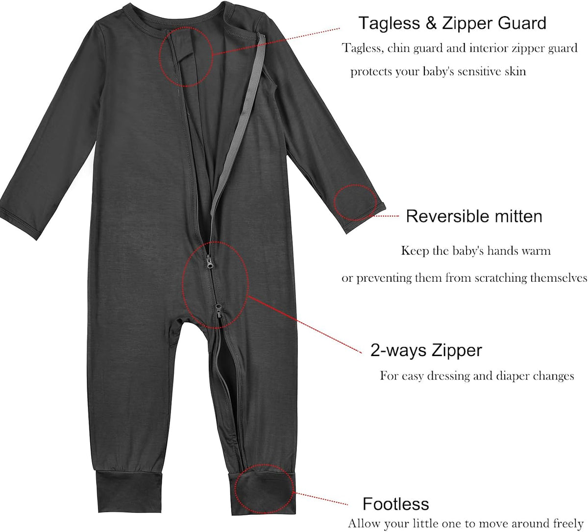 Baby Footless Pajamas Rayon of Bamboo Romper