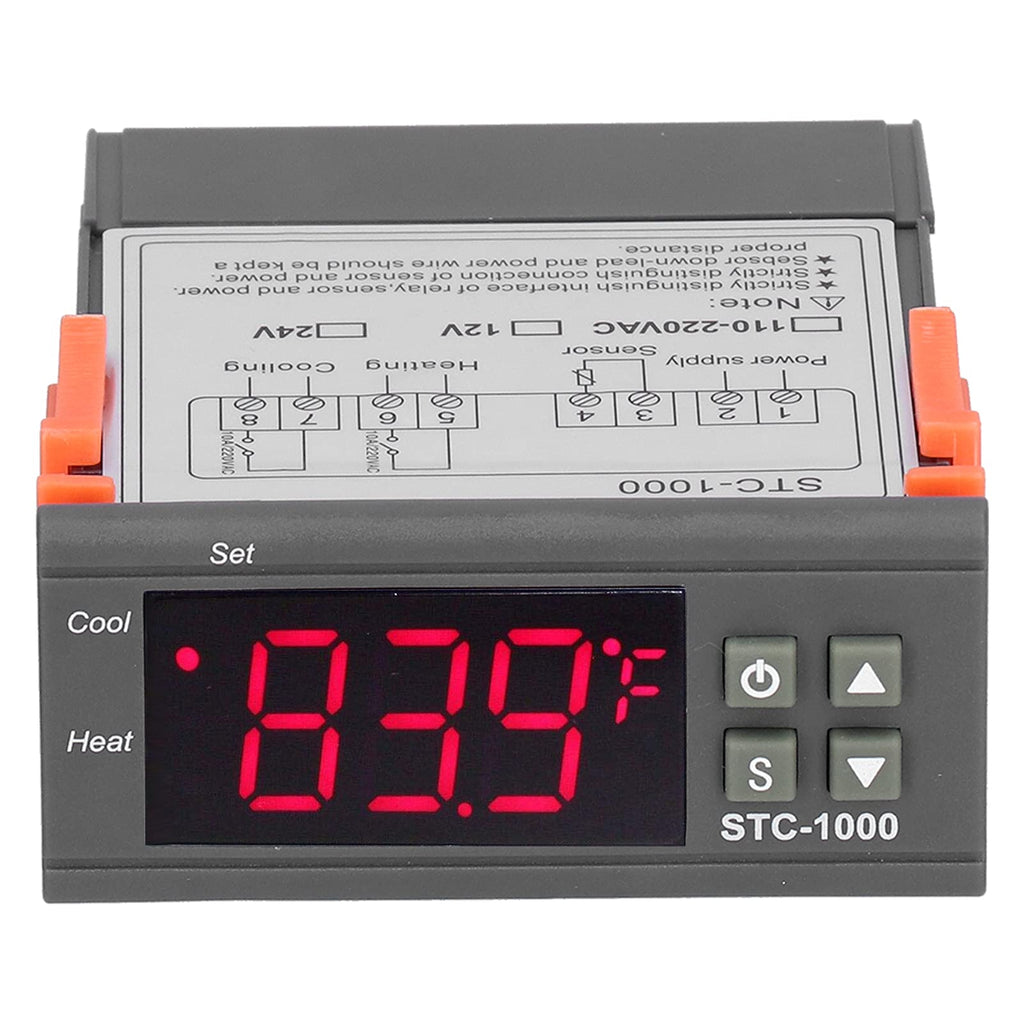 Digital Temperature Controller, -1000 Cooling and Heating Temperature Controller Digital Thermostat with Sensor for Temperature Measurement Temperature Control (12V)