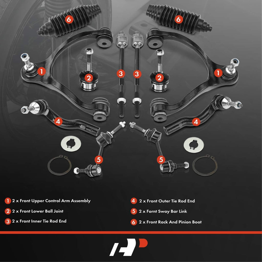A-Premium 12Pcs Front Suspension Kit, Upper Control Arm, Sway Bar Link