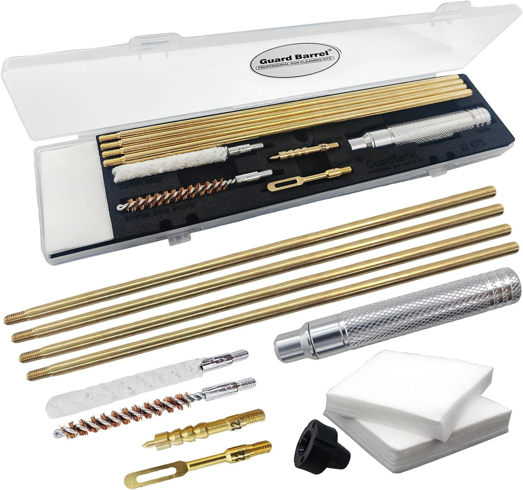 Gun Cleaning Kit for .22 .223Cal 5.56mm .22LR Rifle Pistol Cleaning Kit with Gun Cleaning Patches, Bronze Bore Brush