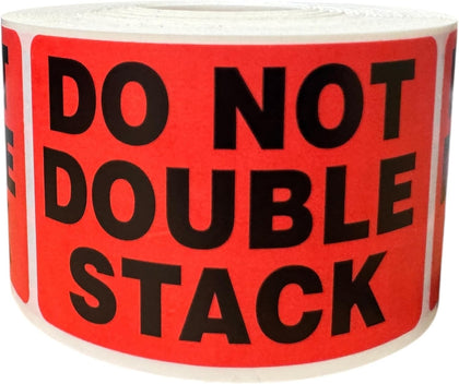 2x3 Do Not Double Stack Labels, Red Pallet Shipping Stickers, Permanent Adhesive Peel and Stick, 4 Rolls of 500