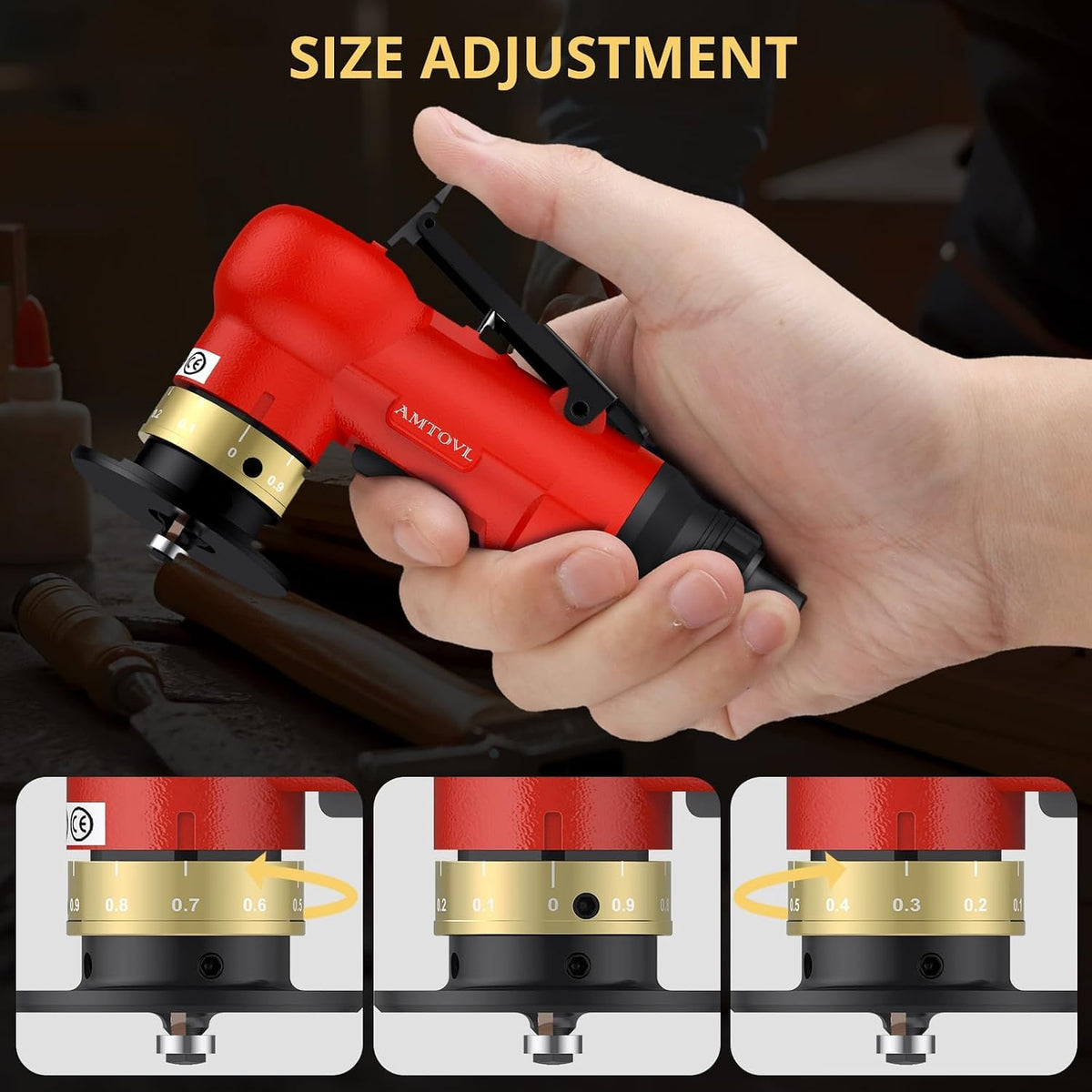 AMTOVL Pneumatic Chamfering Tool, Mini Air Chamfer Tool W/ 10C & 10R Blades