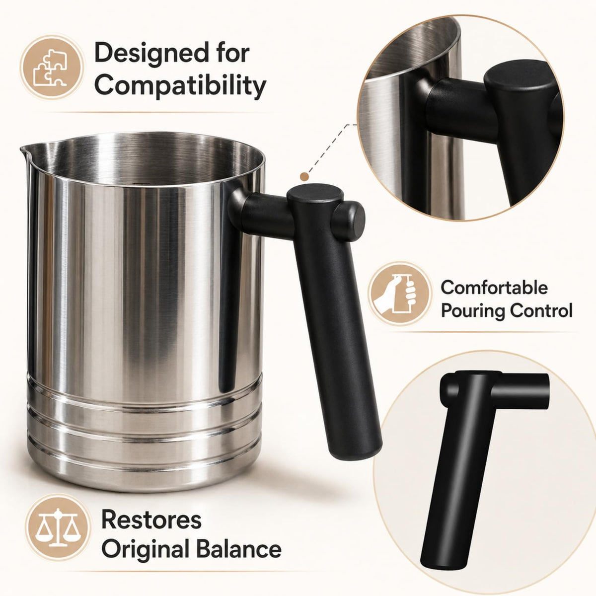 Replacement Handle Compatible With Ninja Luxe Cafe Milk Frothing Pitcher