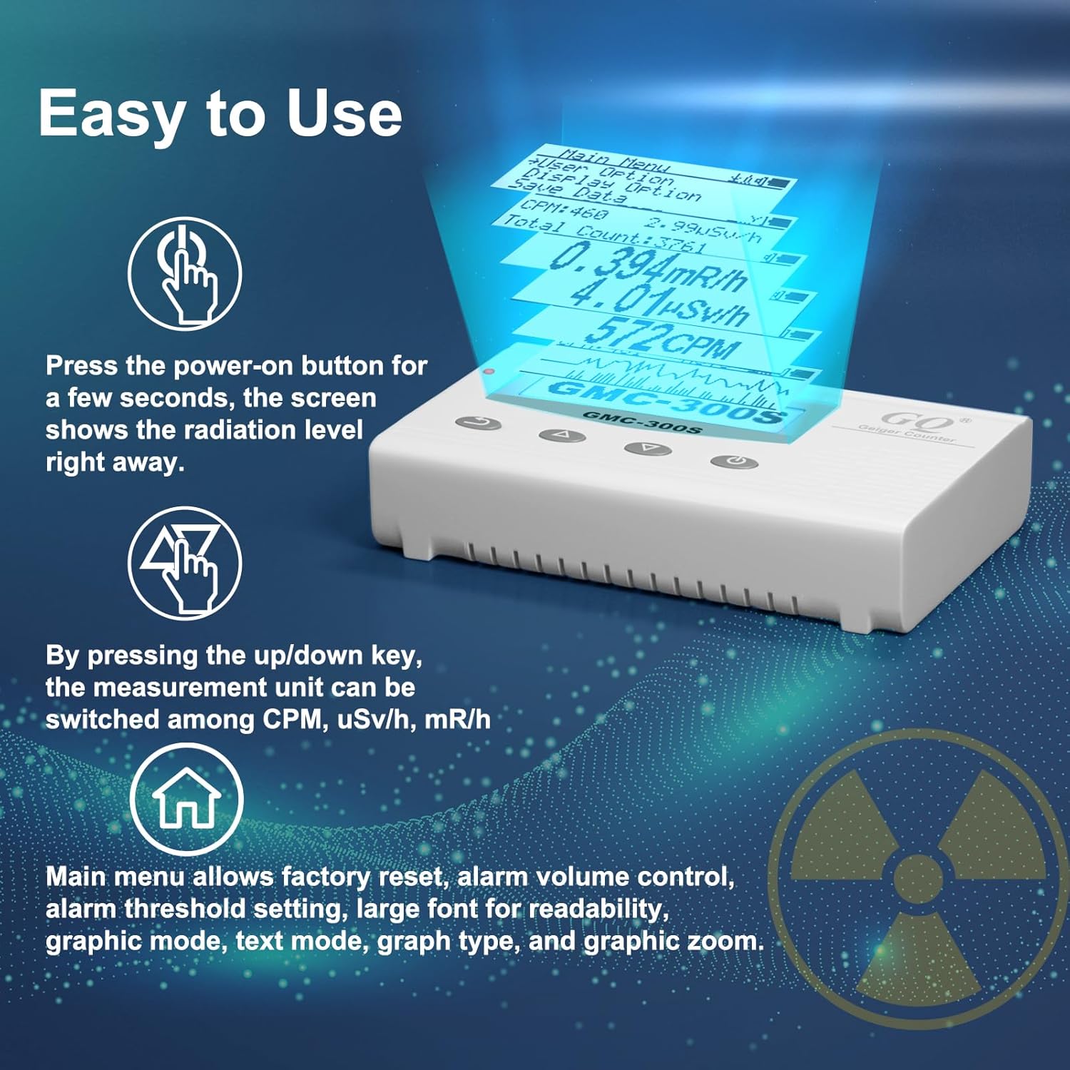 GMC-300S Digital Nuclear Radiation Detector Monitor Meter Geiger Counter Radiation Dosimeter