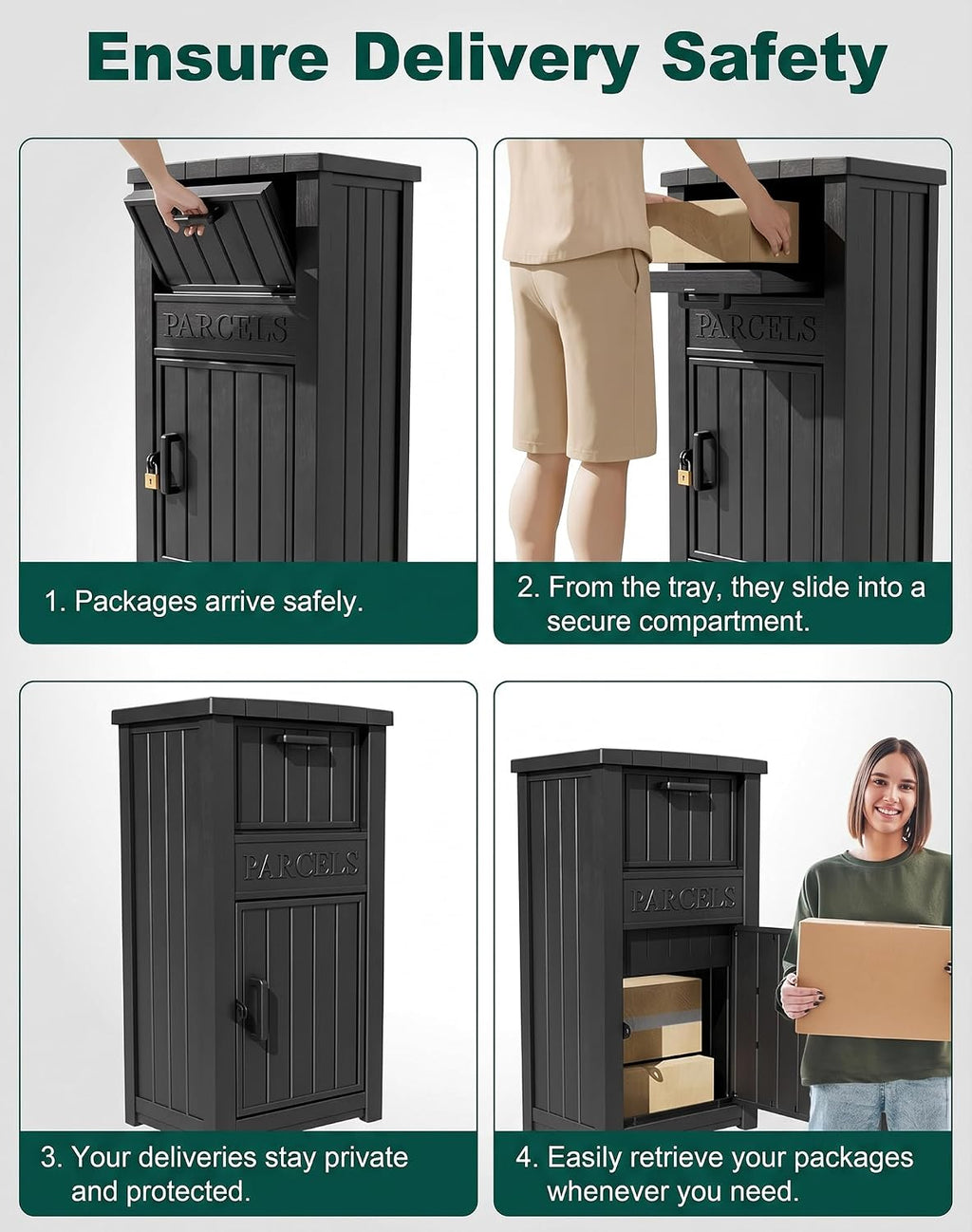 Package Delivery Box for Outside, Large Parcel Drop Box with Lockable Secure, Waterproof and Anti-Theft Storage for