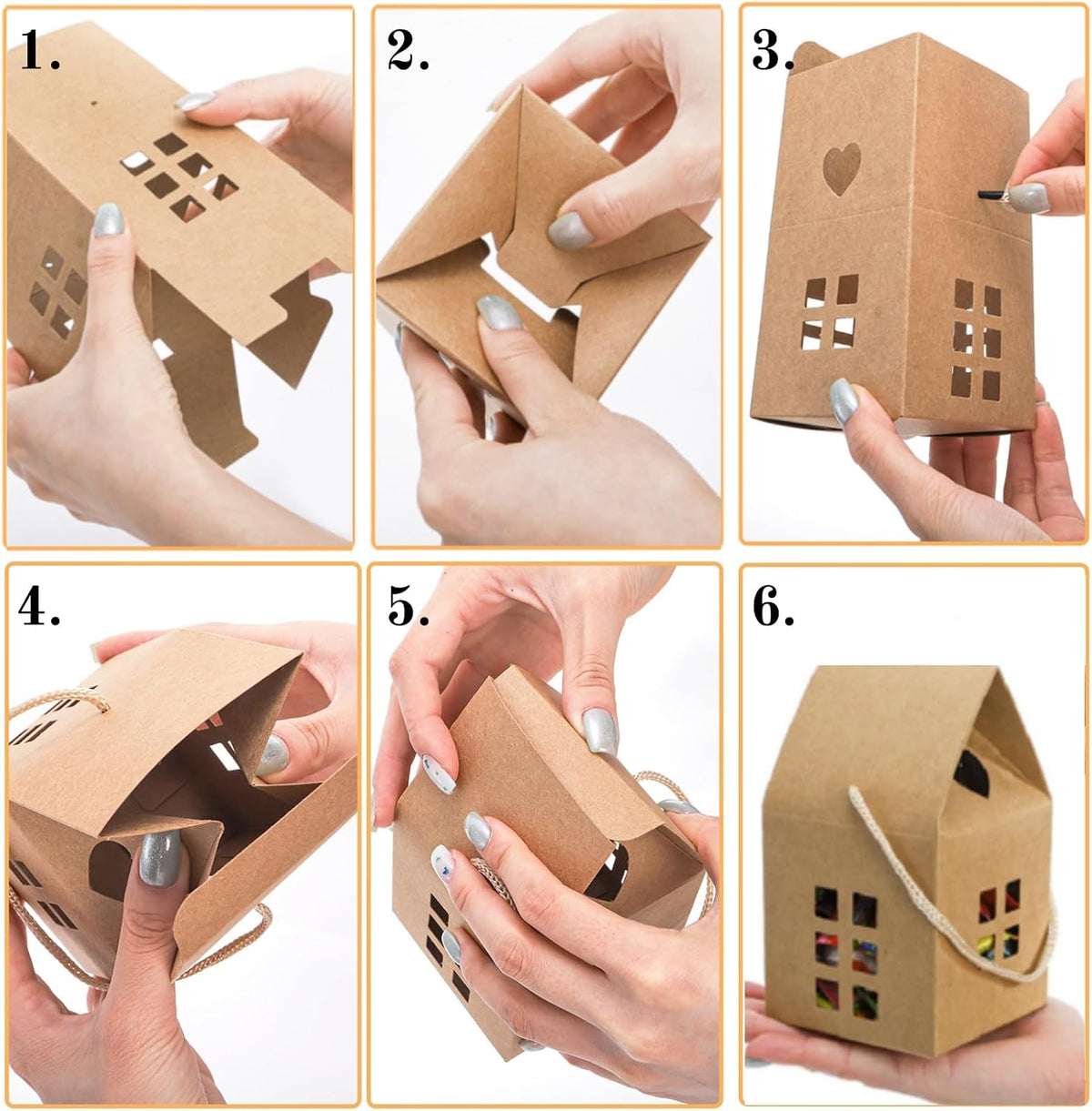 50 Pack House Shaped Gift Boxes, 3.2'' x 3.2'' x 5''
