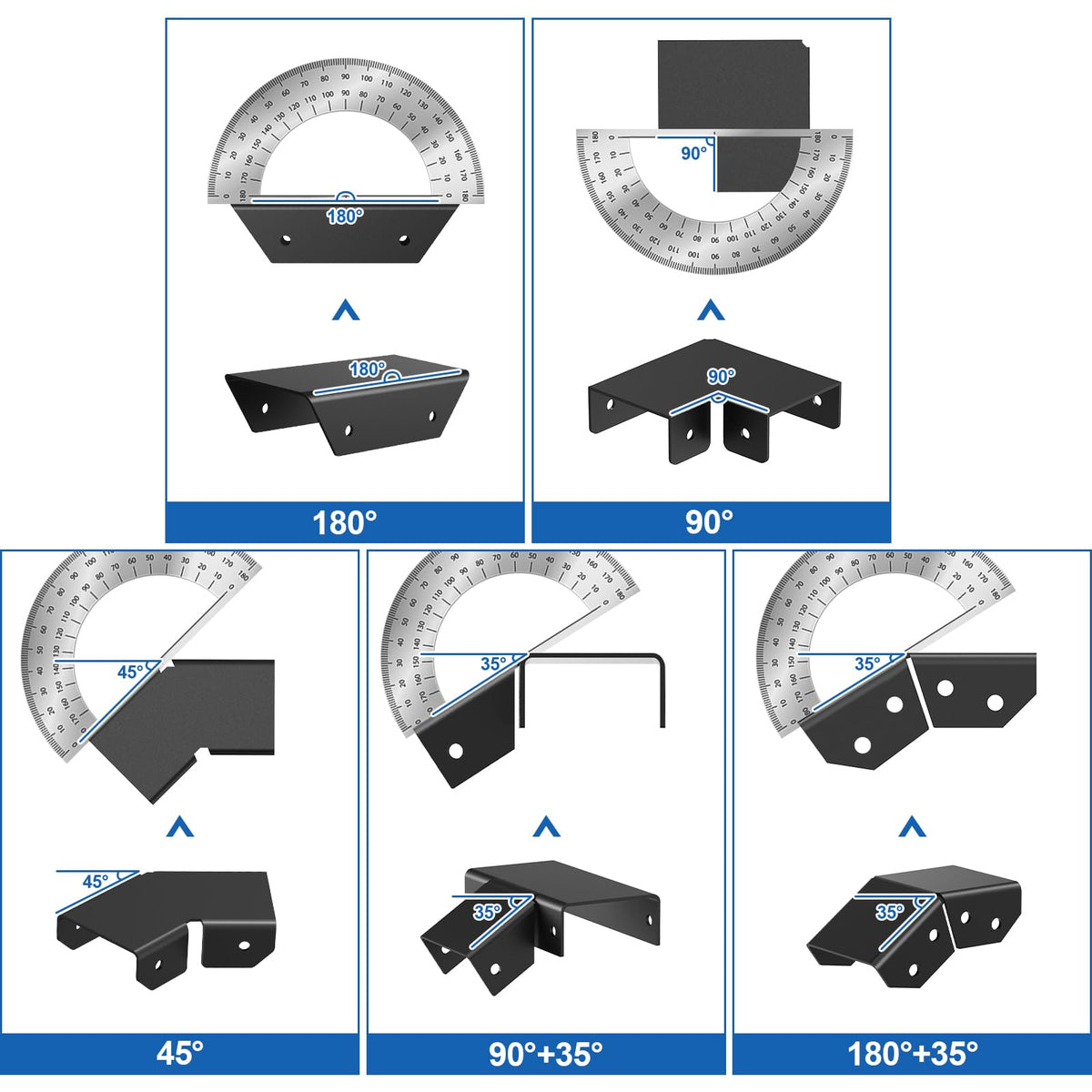 Flat Handrail Accessories, Aluminum Black Corner Connector for Handrail, 90 Degree Sleeve for Deck Cable Railing Post