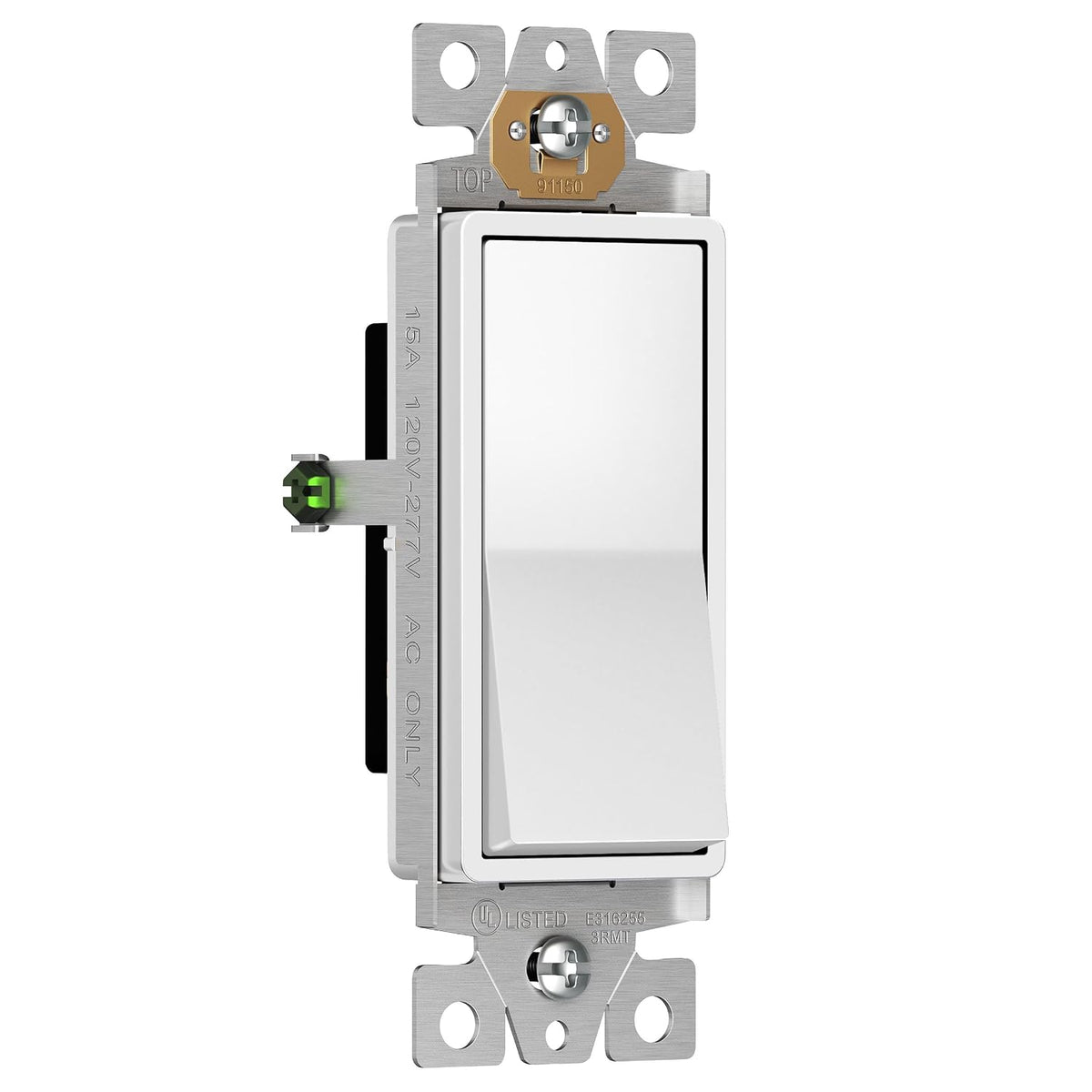 ENERLITES White Single Pole Decorator Paddle Light Switch, 15A, 40 Pack