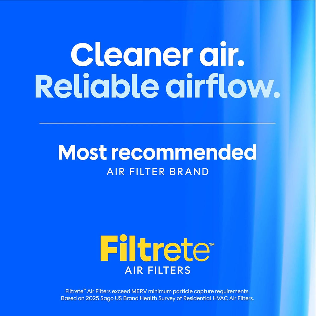 20x25x1 Air Filter, MERV 11, MPR 1000, Allergens and Pet Dander, 3-Month AC and Furnace Filters, Cleaner Air