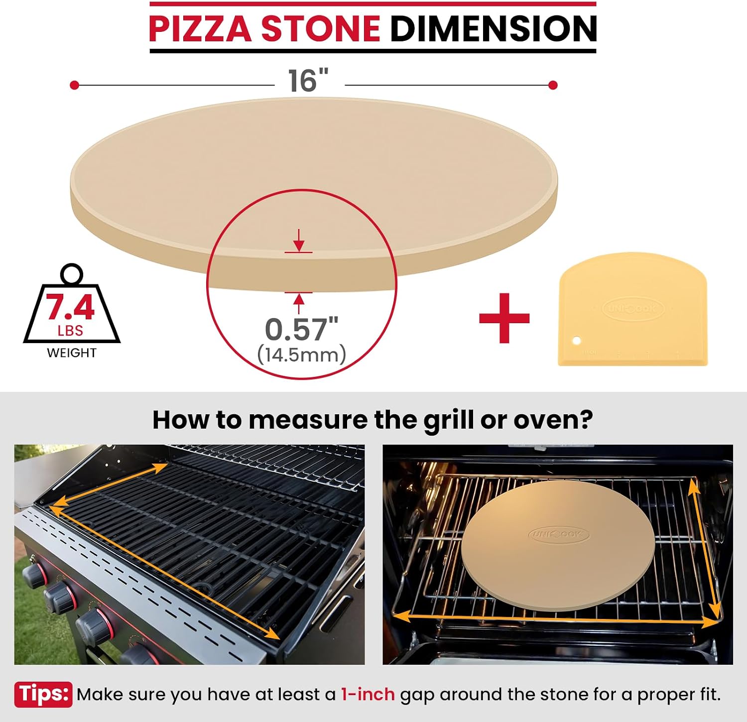 16" Round Pizza Stone for Oven and Grill, Cordierite Baking Stone
