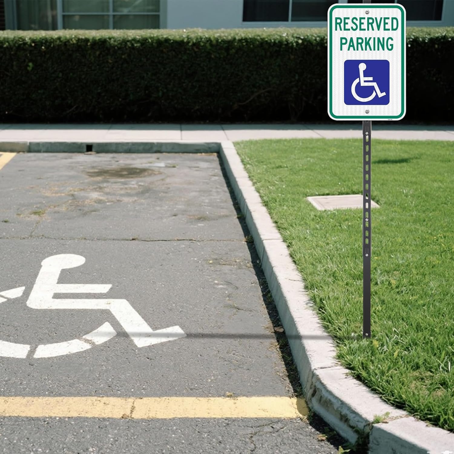 Handicap Reserved Parking Sign with 6Ft Stake, 18x12in | Engineer Grade Reflective Aluminum, Weatherproof Rustproof