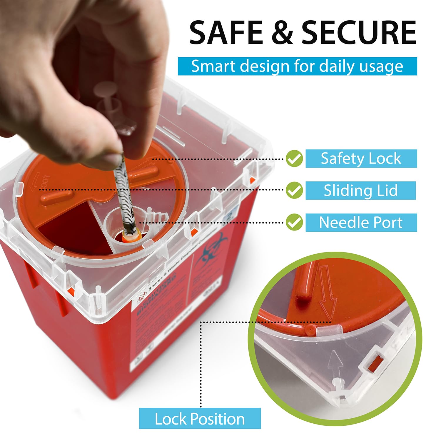 Sharps Container, Sharps Containers for Home Use, Needle Disposal Containers, Sharps Disposal Container, Biohazard