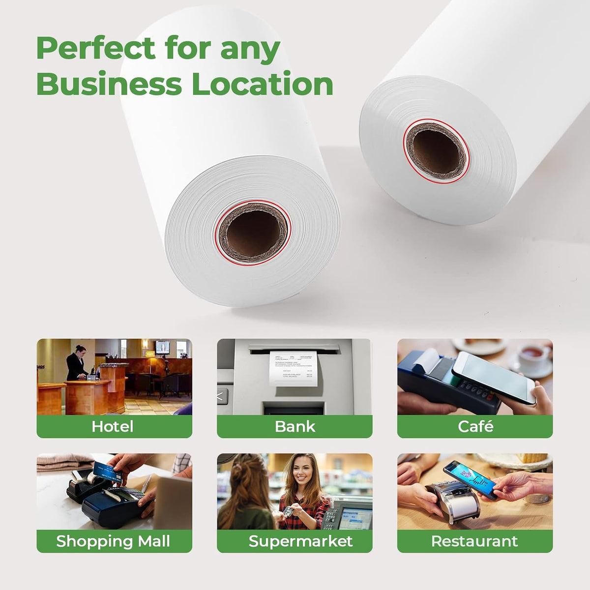2 1/4 x 50ft Thermal Paper (10 Rolls), BPA Free Receipt Paper, 58mm Thermal Receipt Papers Fits 58mm Mini Thermal POS