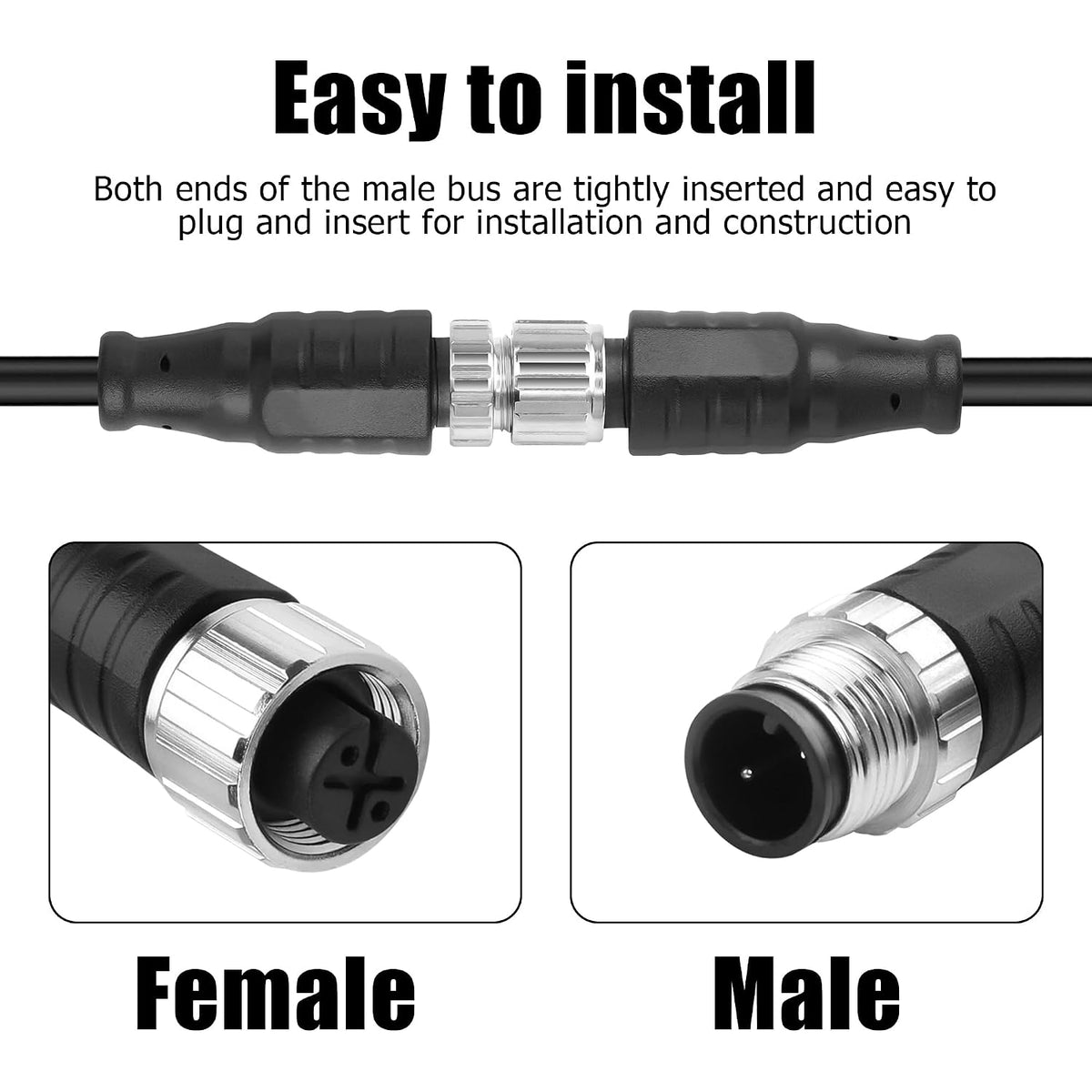 YACSEJAO M12 Connector Aviation Sensor Cable, 25CM/0.8FT, 2 Pin