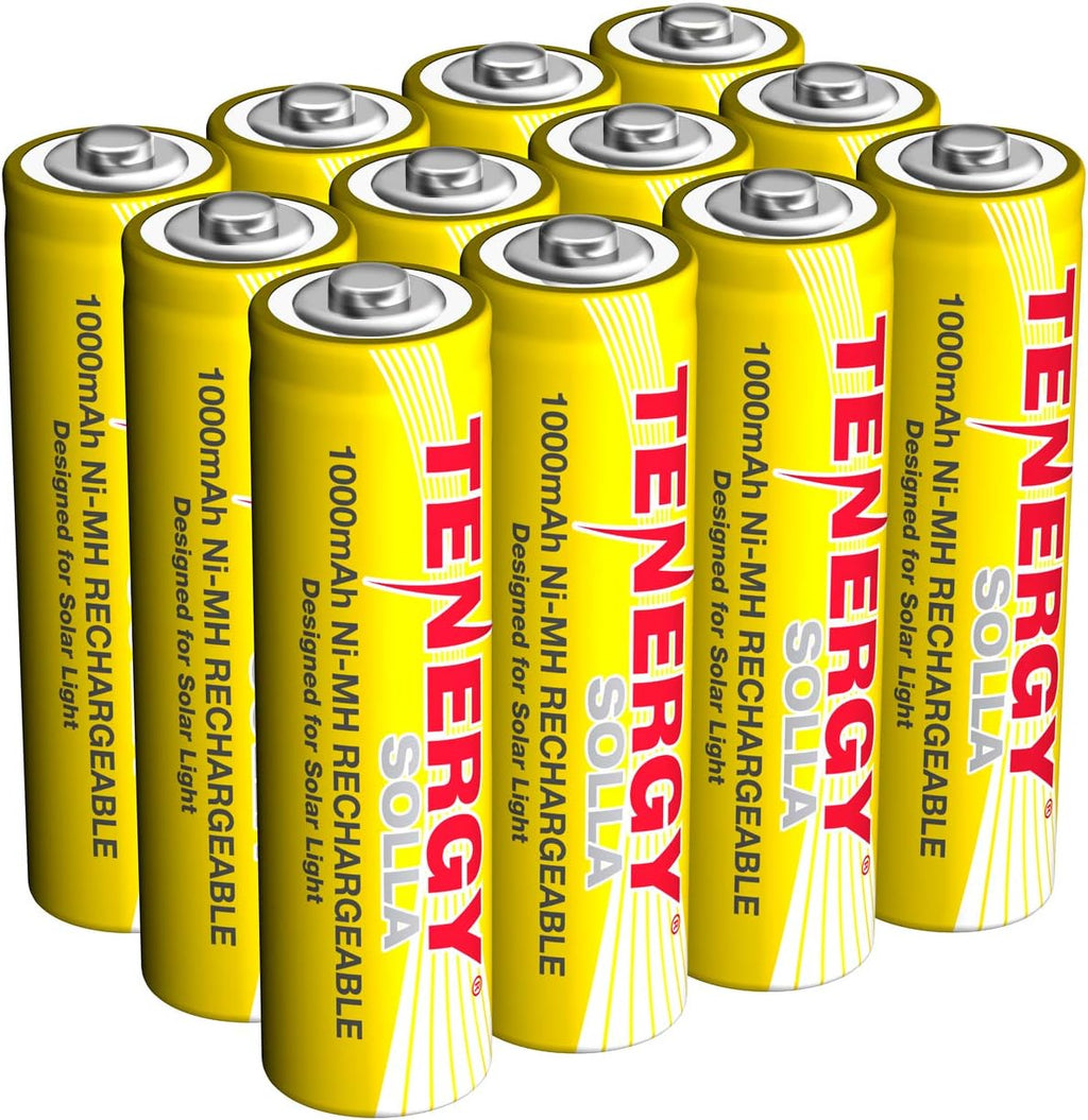 Solla Rechargeable NiMH AA Battery, 1000mAh Solar Batteries for Solar Garden Lights, Anti-Leak, Outdoor Durability