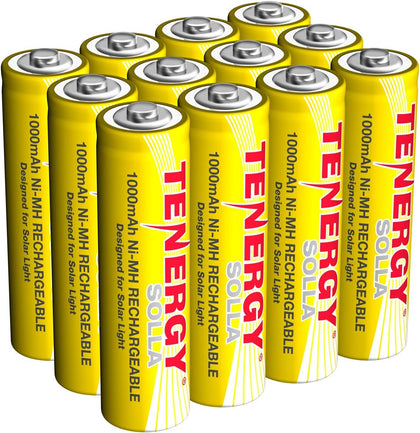 Solla Rechargeable NiMH AA Battery, 1000mAh Solar Batteries for Solar Garden Lights, Anti-Leak, Outdoor Durability
