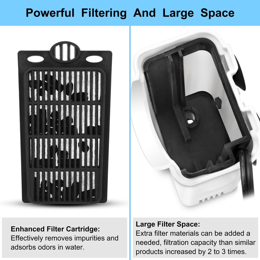 Aquarium Power Filter In-Tank Ultra Silent Small Fish Tank Filter 3W For Aquarium 1 to 10 Gallon Tank, 1 Yr Warranty