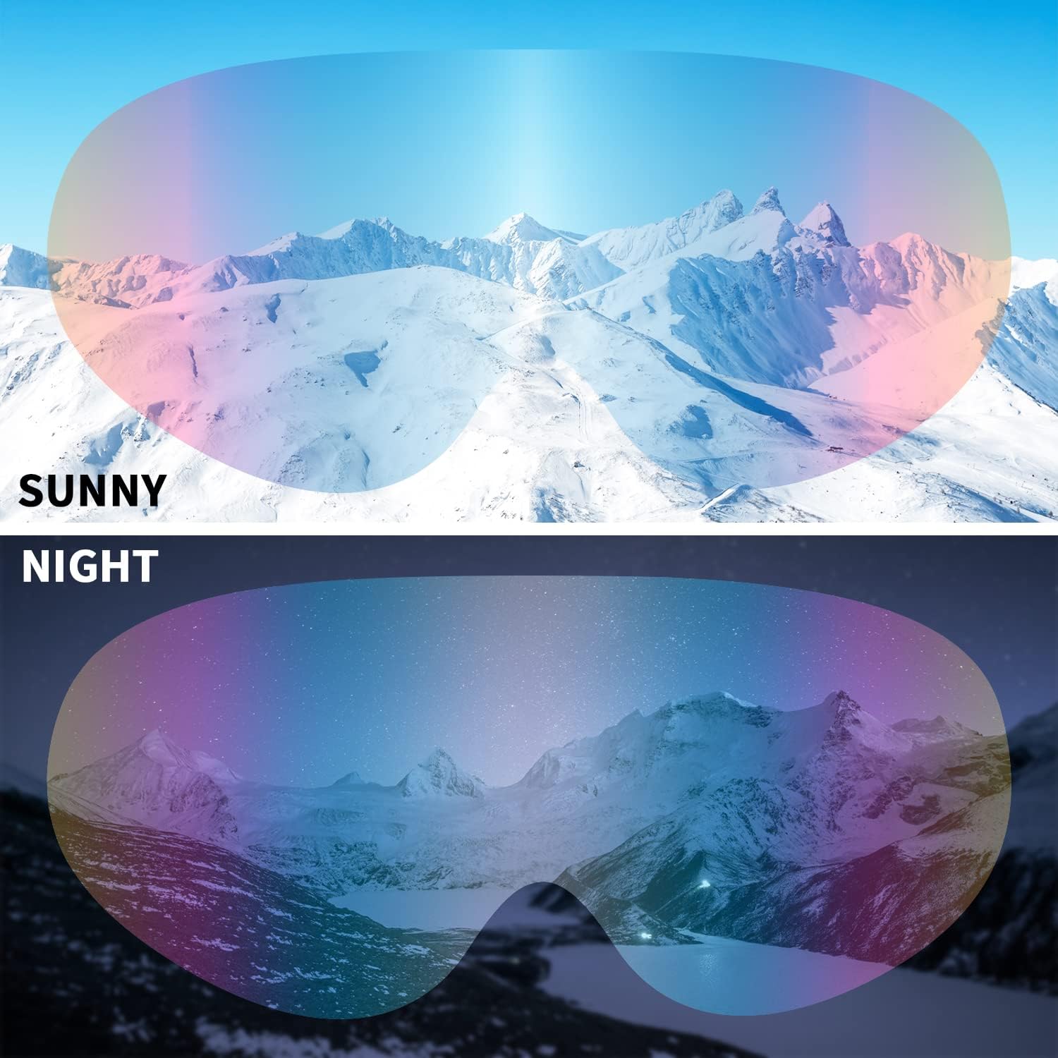 Ski Goggles, 2 Pack Snow Goggles Snowboard Goggles for Men Women Kids | UV Protection Foam Anti-Scratch Dustproof