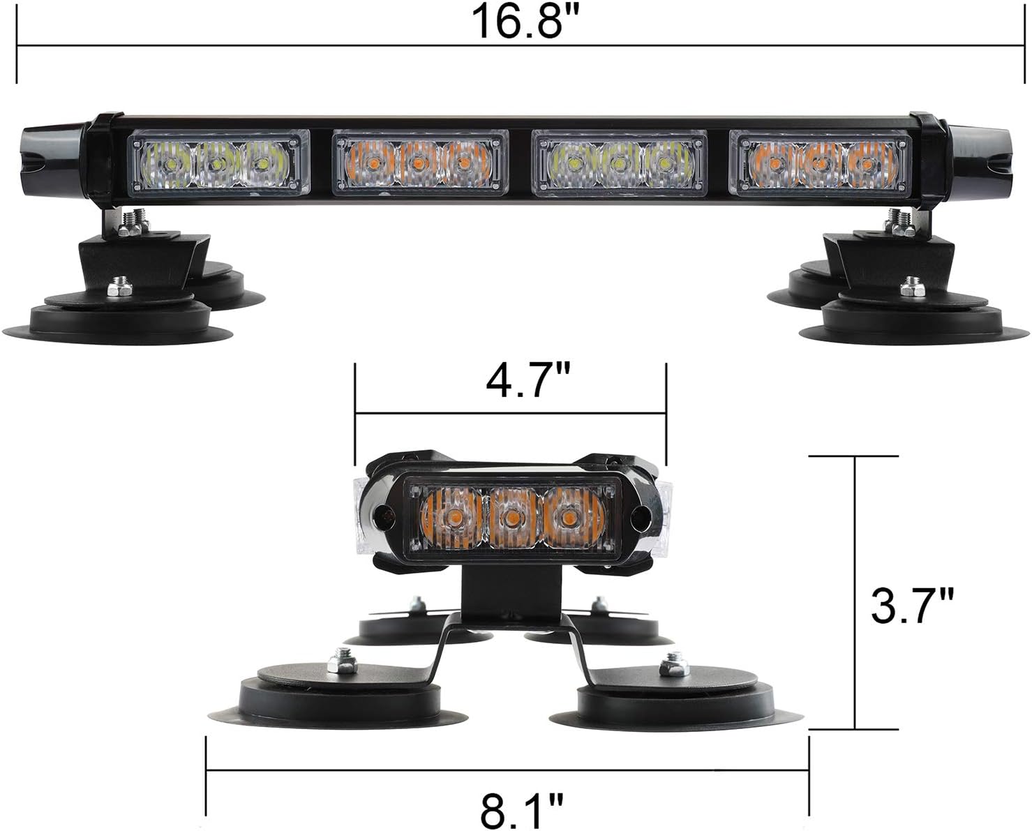 16.8 Inch LED Strobe Flashing Light Bar, 26 Flashing Modes High Intensity Emergency Hazard Warning Beacon Lights with