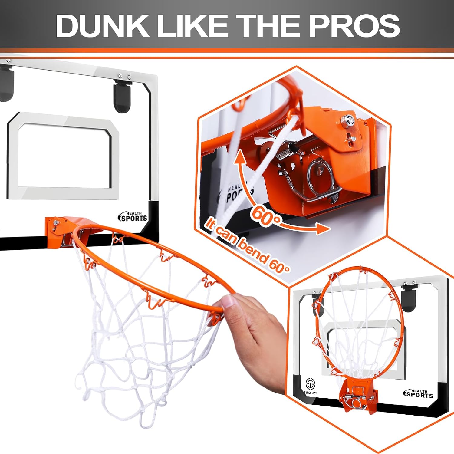 Mini Basketball Hoop Over The Door - Wall Mounted Basketball Hoop Set with Complete Accessories - Basketball Toys