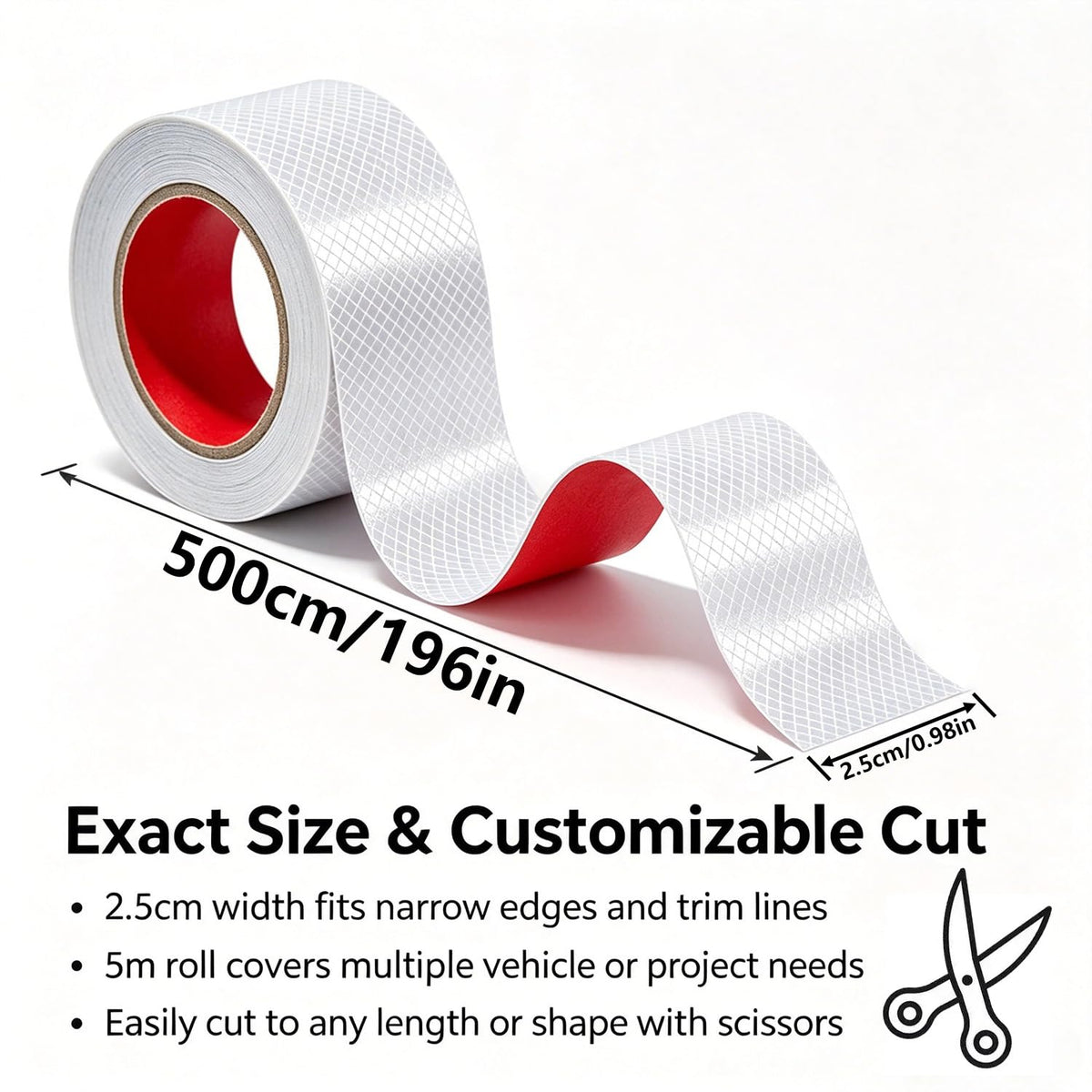 Reflective Tape, 1" x 16.4ft Waterproof Self Adhesive Dot Safety Reflector
