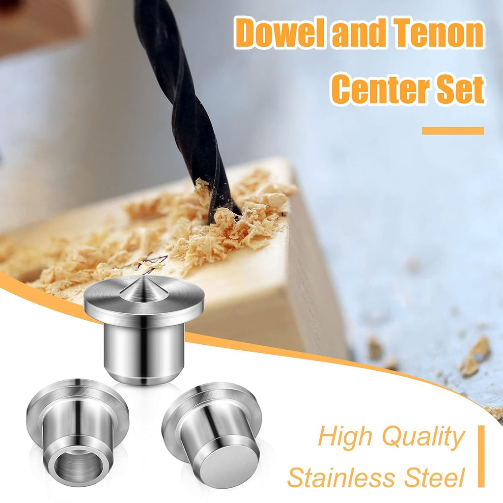 32 Pieces Dowel Pins Center Point Set Solid Hollow Dowel Tenon Center Transfer Plugs Pointed Dowel and Tenon Center
