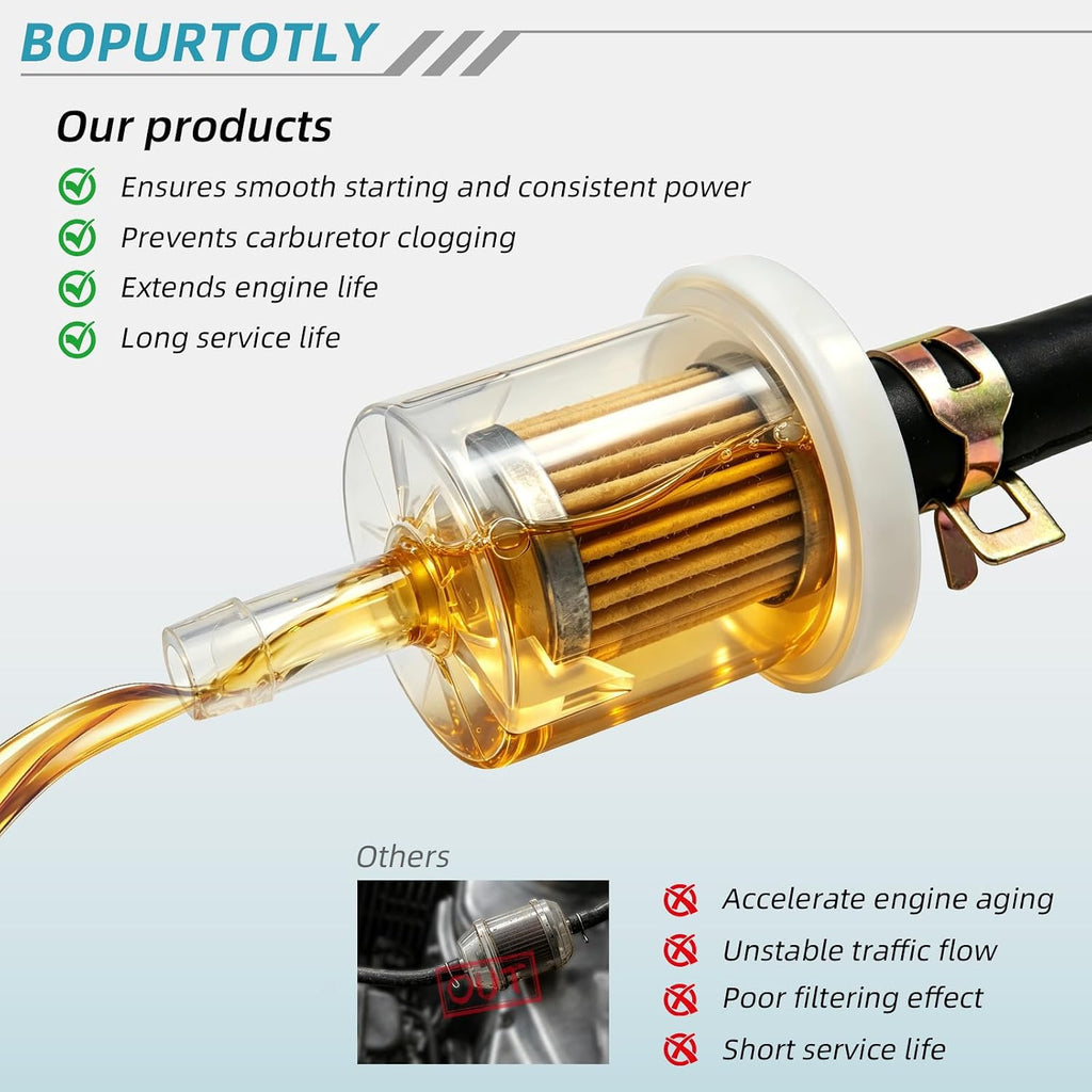 494768 698183 1/4" Fuel Shut Off Valve +1/4" x 25" Fuel Line Hose + Inline Fuel Filter with clamp Compatible with Murray Toro Lawn Tractor