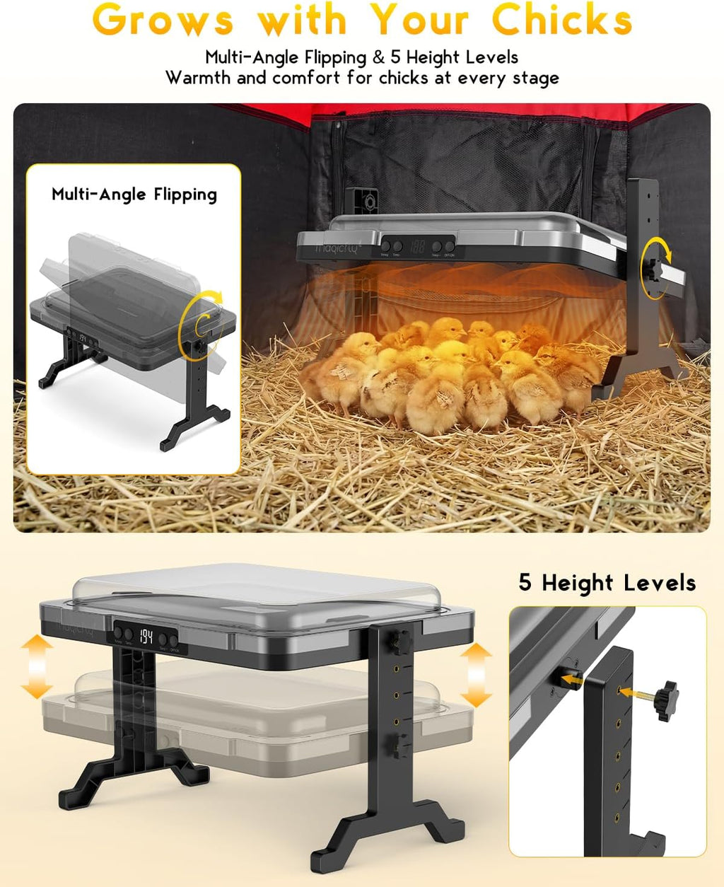 Brooder Plate for Chicks, 200W Smart Radiant Chicken Coop Heater