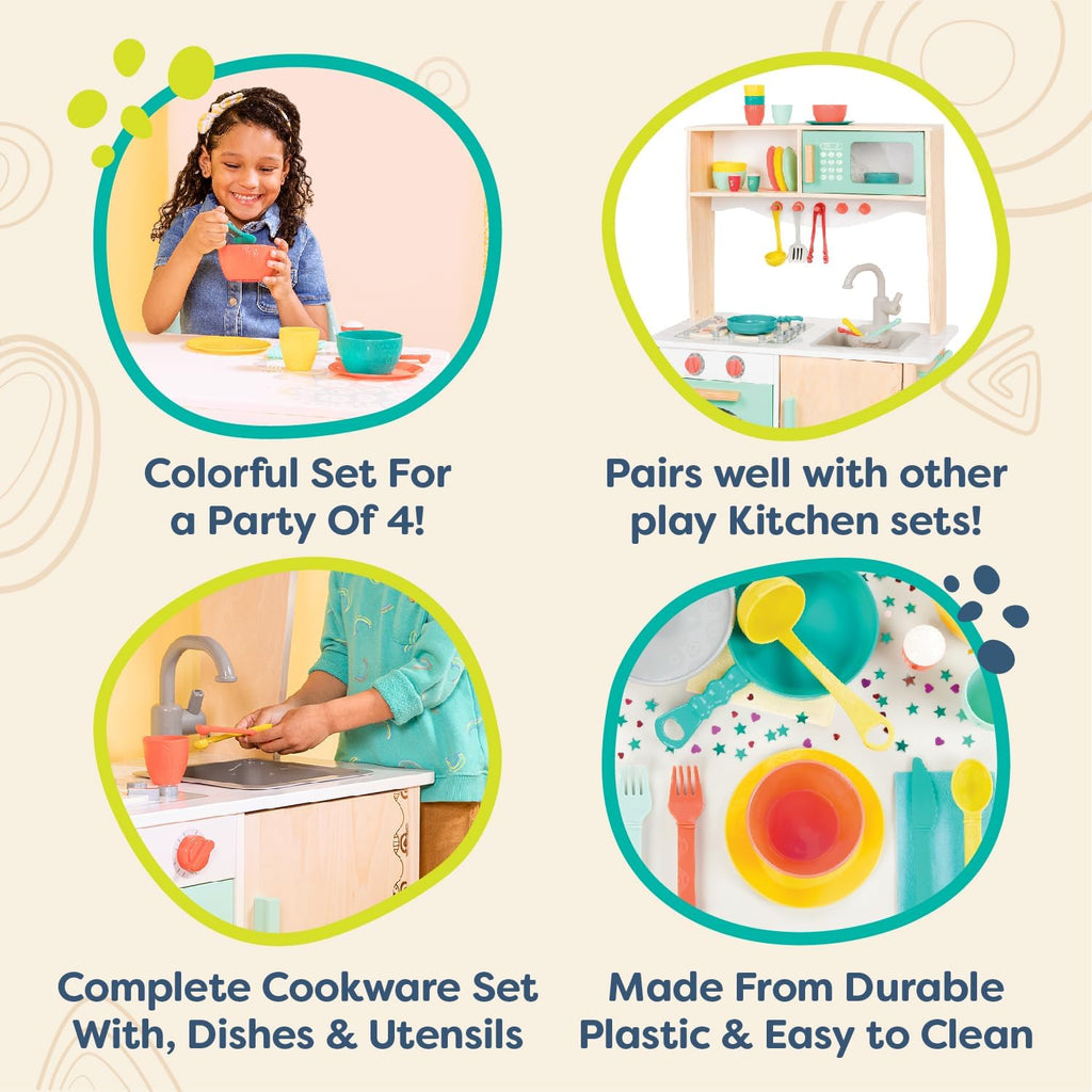 – Play Kitchen Accessories – Cookware, Dishes, Utensils – 33 Pieces Play Set for Kids – Pretend Play Toys – 3+ Years–