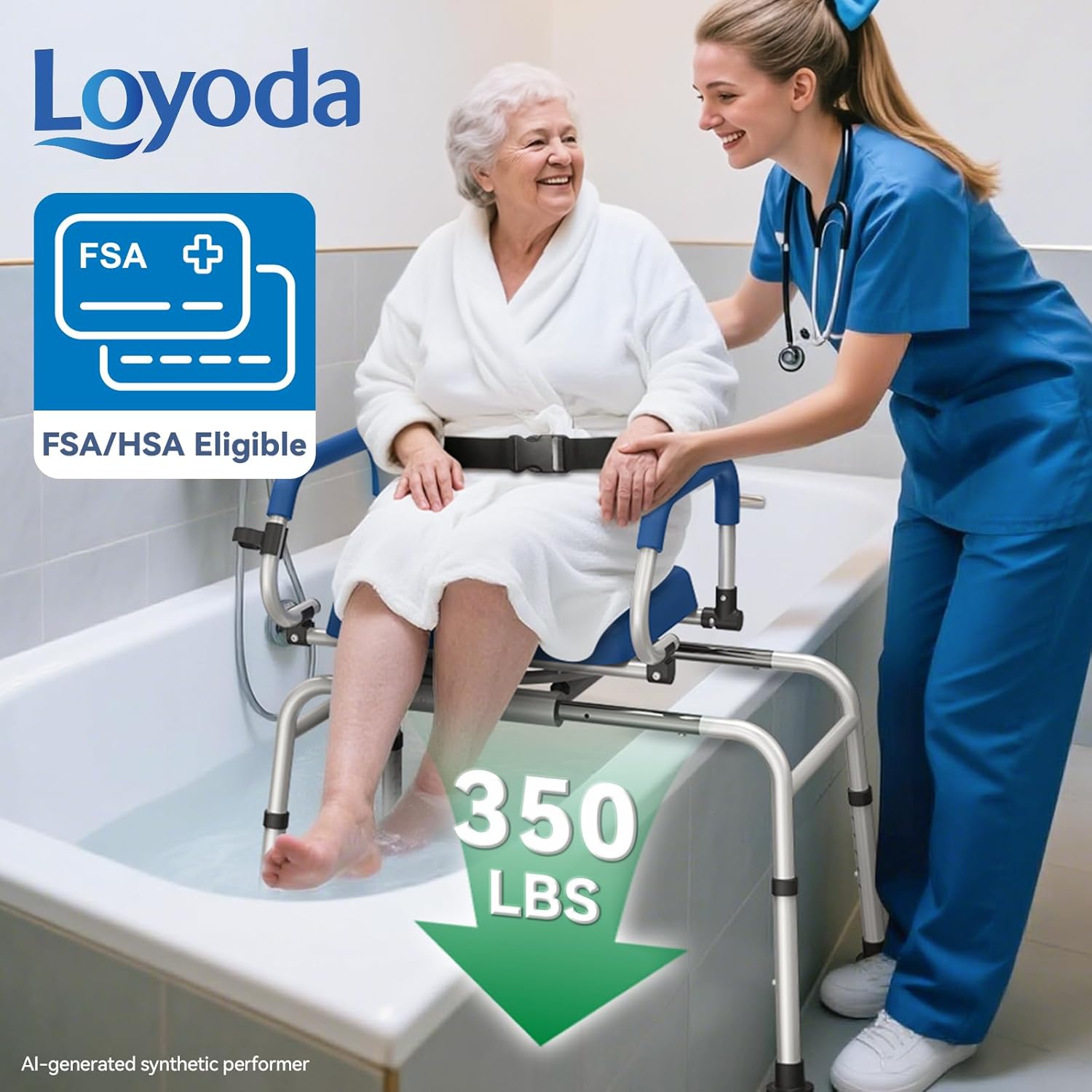 FSA/HSA Eligible Sliding Shower Chair Tub Transfer Bench for Bathtub with Swivel Seat, Padded Shower Bench with