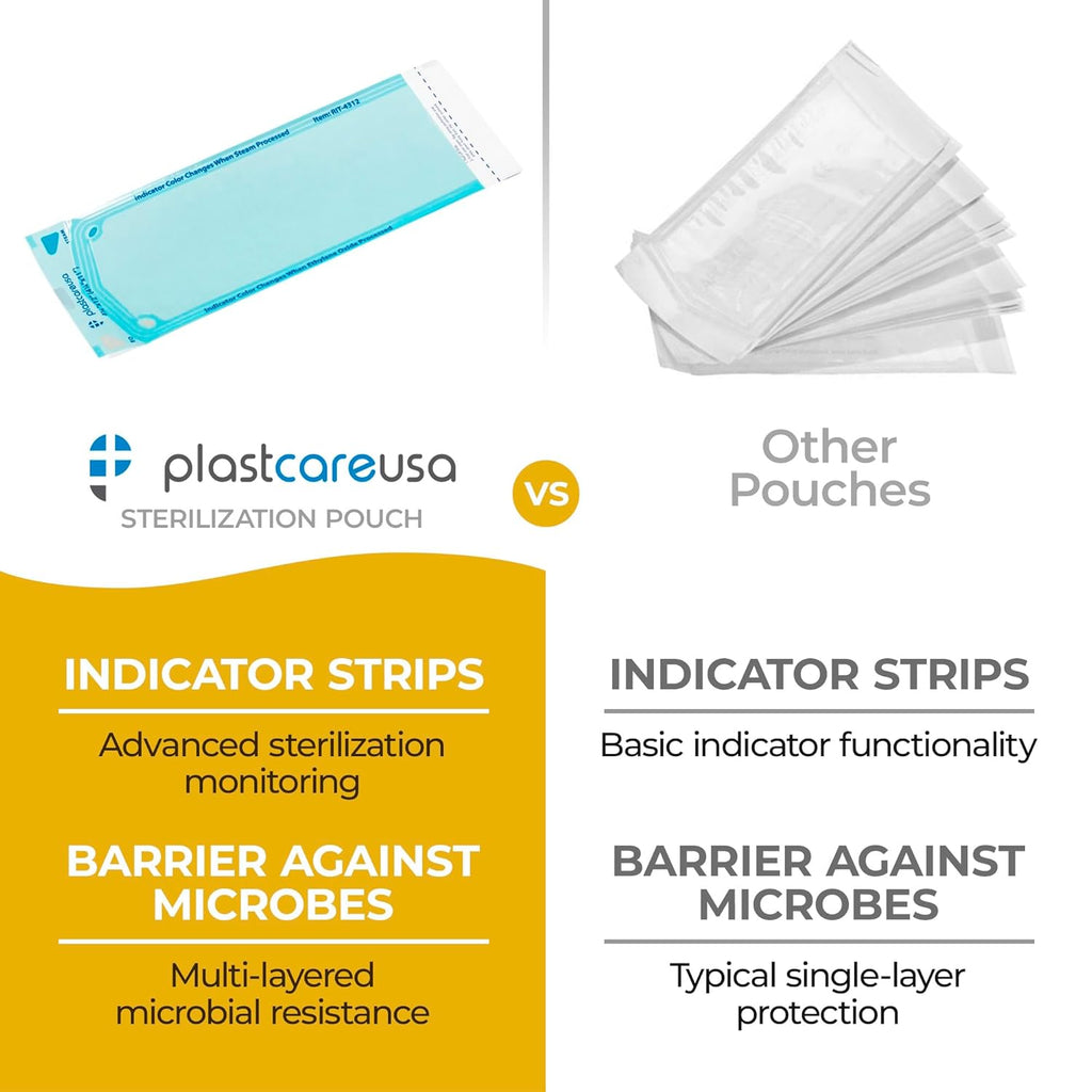 1000 4.25" x 12" Self Sterilization Autoclave Pouches for Cleaning Tools, Sterilizer Bags for Tattoo, Dental Pouch