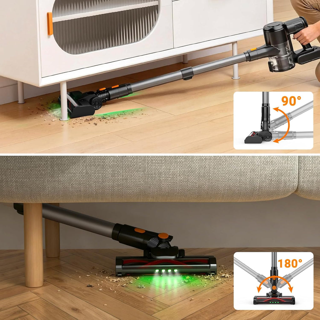 Cordless Vacuum Cleaner,40 Mins Runtime Lightweight Stick Vacuum Cordless,Self-Standing,Powerful Suction, Anti-Tangle