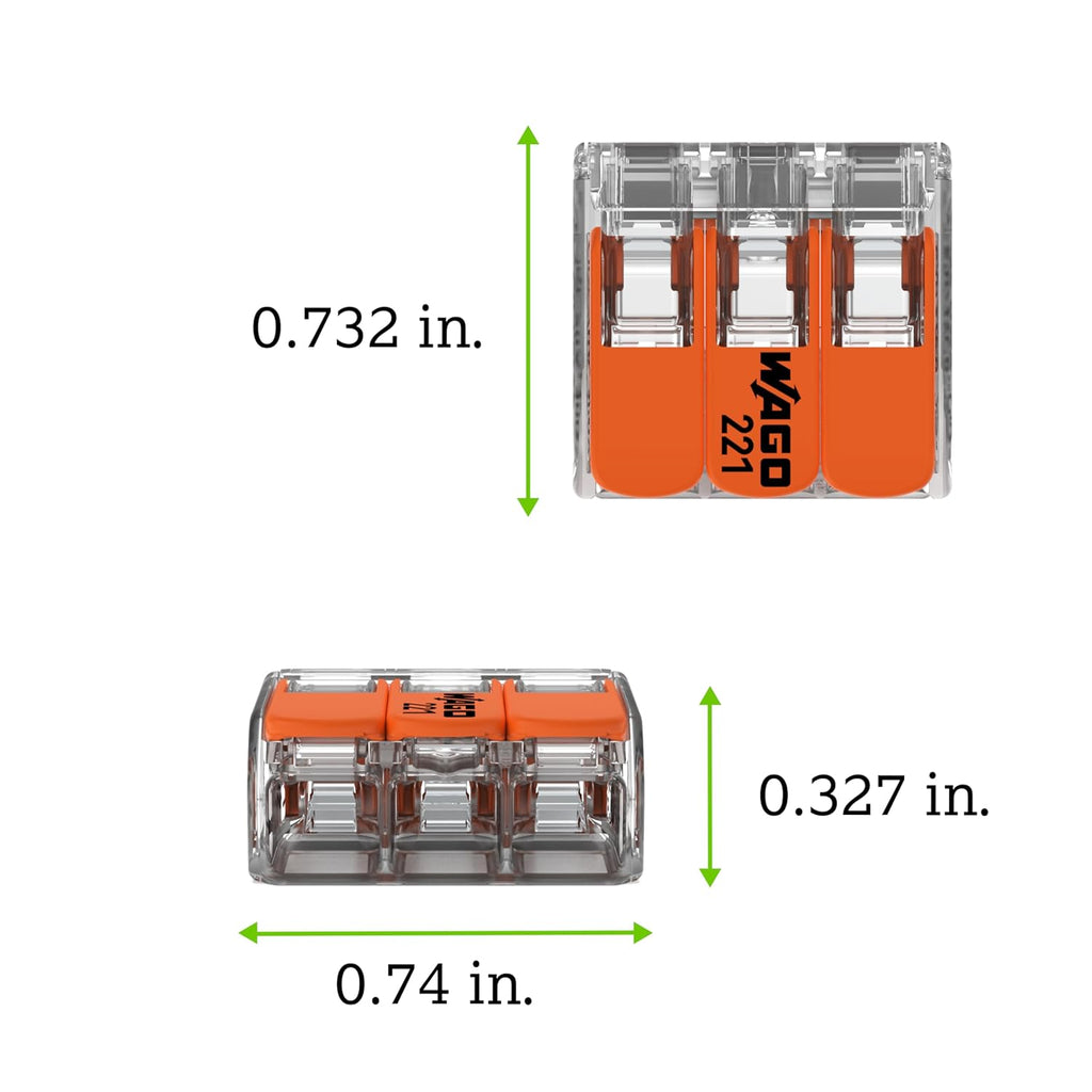 221-413 | WAGO Lever-Nuts Splicing Connector | for Solid and Stranded Conductors | 3-Conductor with Operating levers