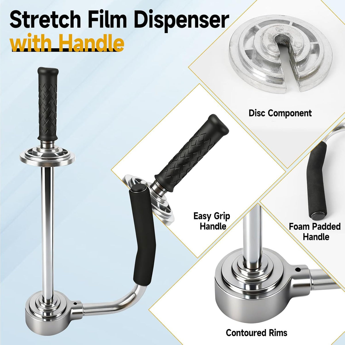 Industrial Stretch Wrap Dispenser, Adjustable 12" to 20"