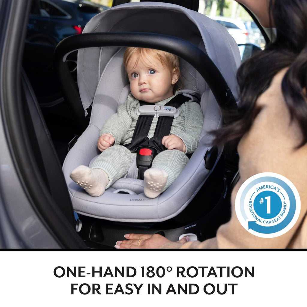 Revolve180 LiteMax NXT Rotating Preemie and Infant Car Seat | w/ SensorySoothe, Green & Gentle Fabric, SensorSafe