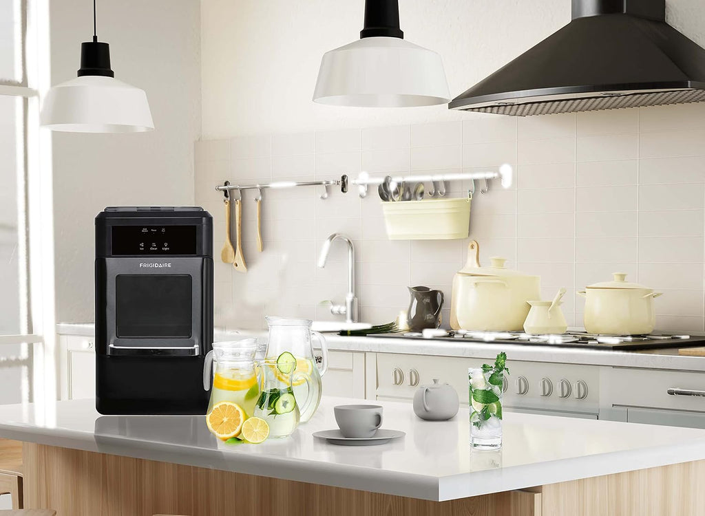 EFIC237 Countertop Crunchy Chewable Nugget Ice Maker, 44lbs per day, Black Stainless
