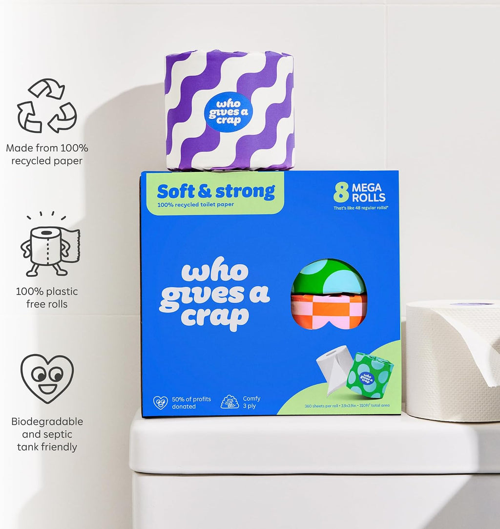 100% Recycled Double Length Toilet Paper Rolls, 330 CT