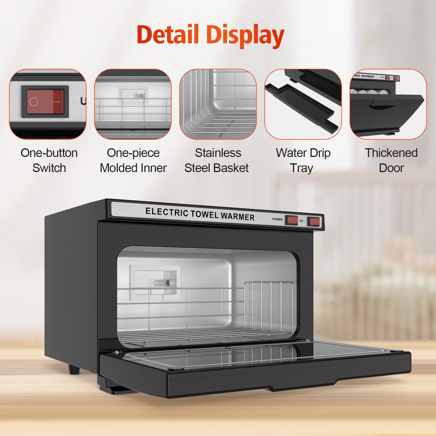 Towel Warmer Cabinet, 16L Professional Hot Towel Warmer Heating Use for SPA, Massage, Salon, Barber and Home - Black