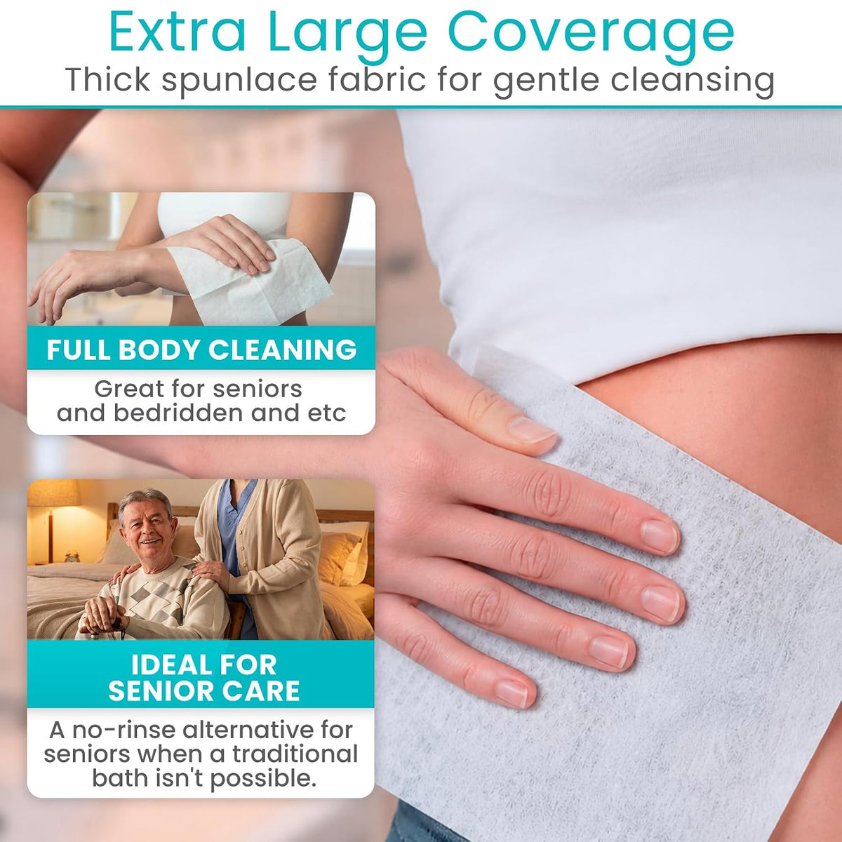 Incontinence Wipes for Adults & Elderly (1 Pack - 50 Count - 8"x12")
