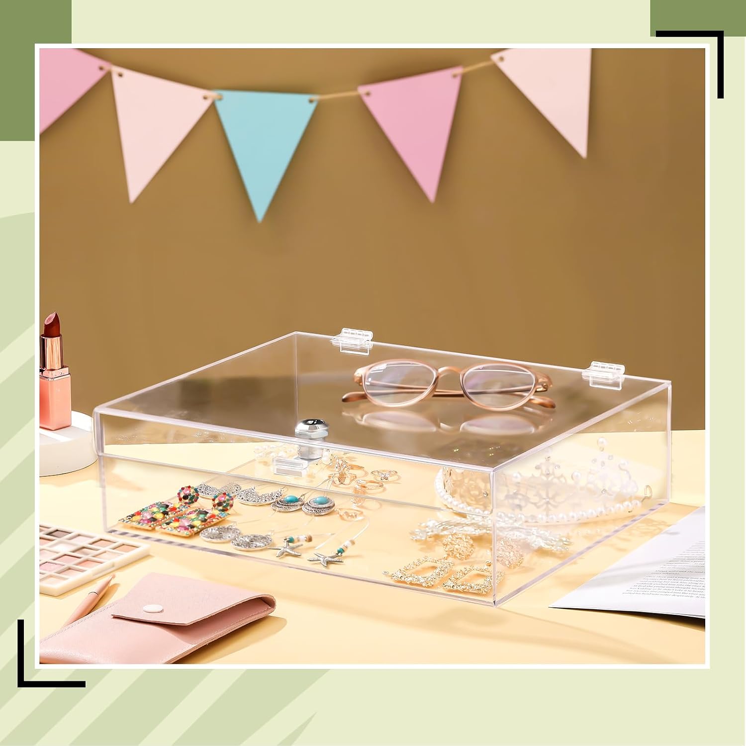 Clear Acrylic Locking Display Case with Keys Large Medication Lock Box Snack Fridge Lock Acrylic Figure Display Case