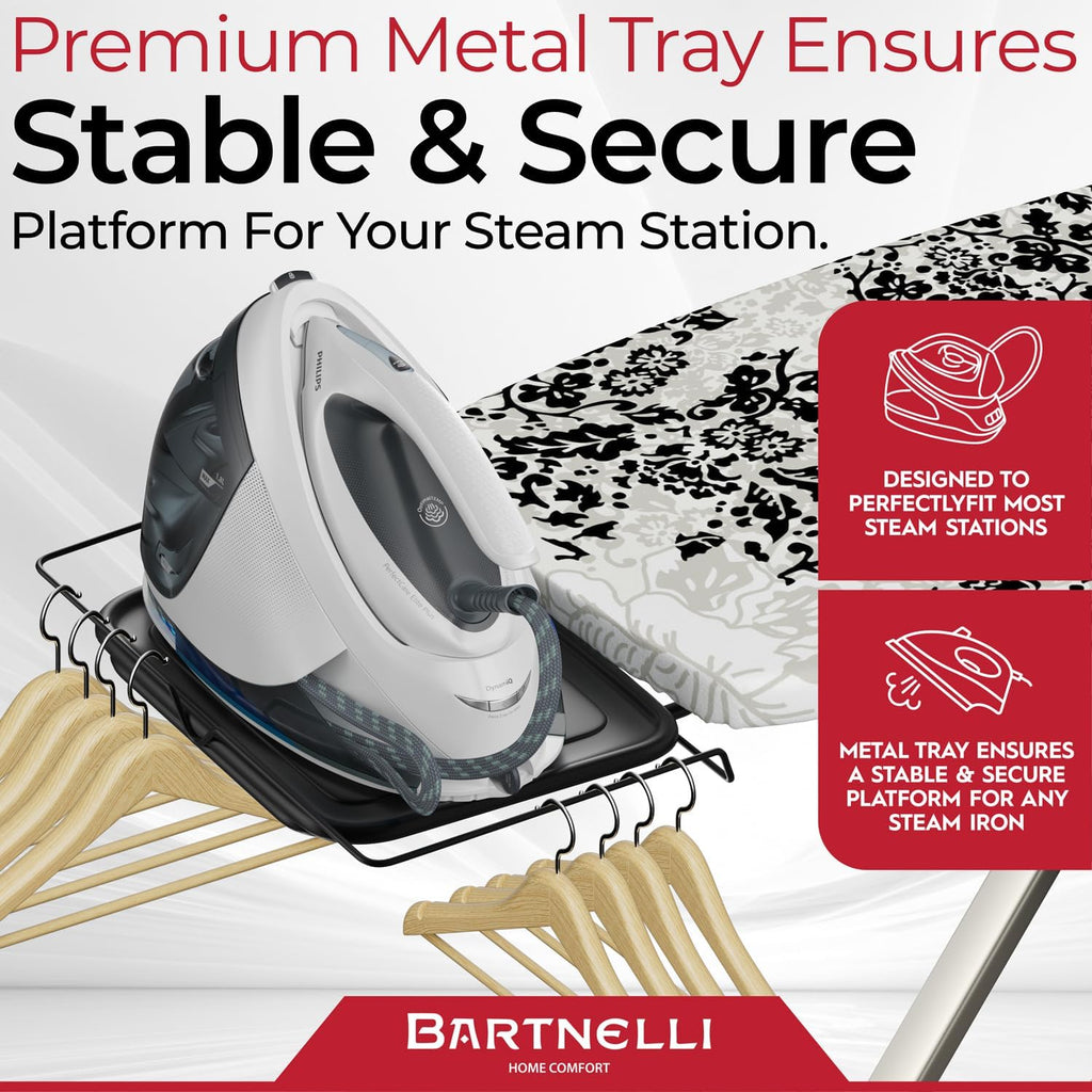 Pro Luxury Ironing Board - Extra Wide 51x19 Ironing Surface, Ultra-Premium Aluminum Build, Includes Steam Iron Rest