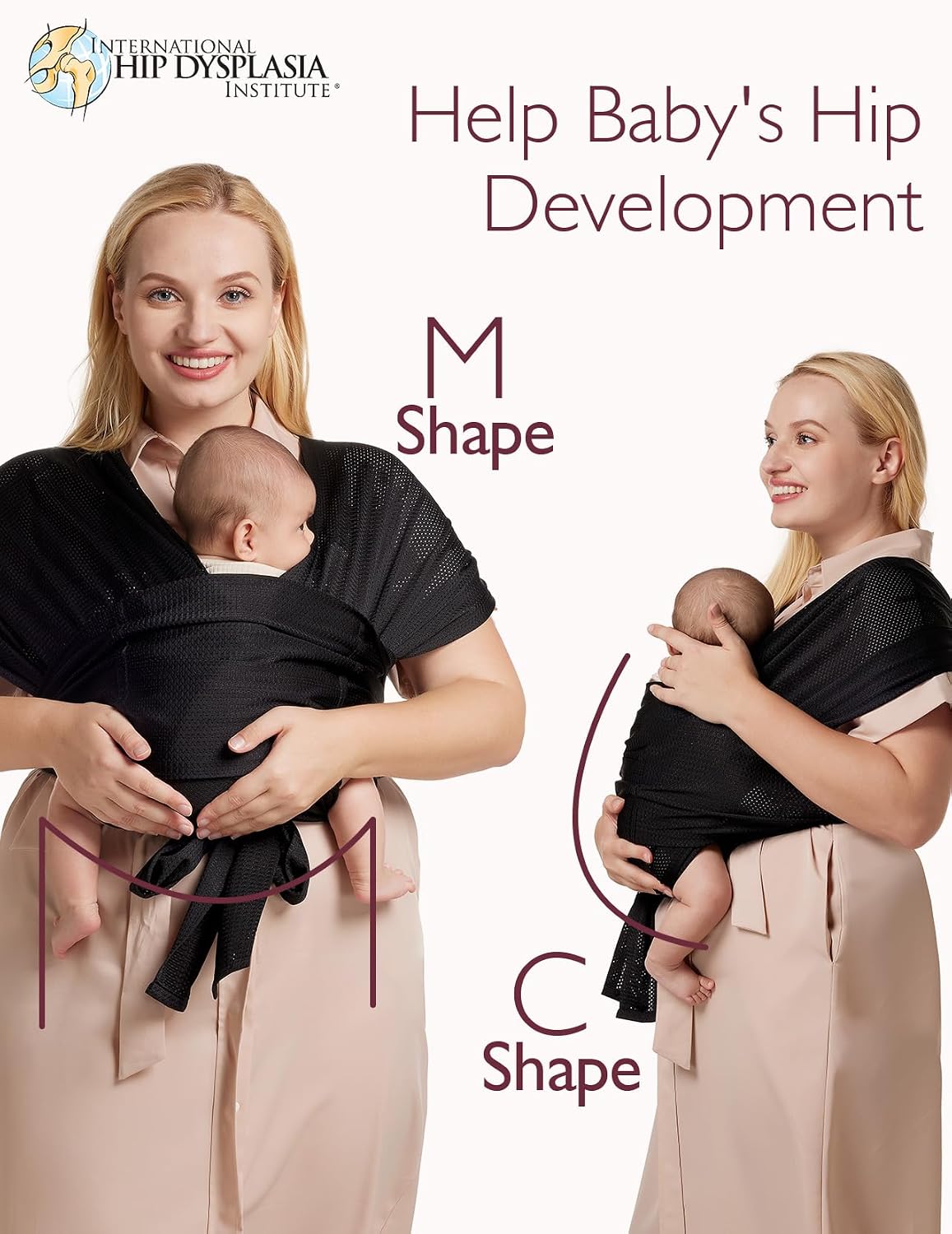 Adjustable Buckle Baby Wrap Carrier, Air-Mesh Cooling for 8-35 lbs | Easy To Wear, No Tying, IHDI Hip-Healthy