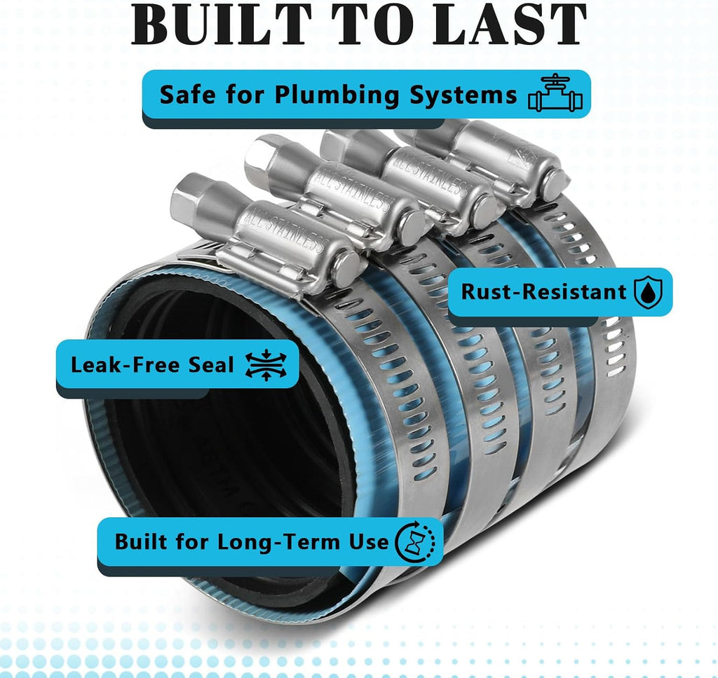 1Pack Seelink 3" No-Hub Coupling with Stainless Steel Clamps(CLAMP060-1)