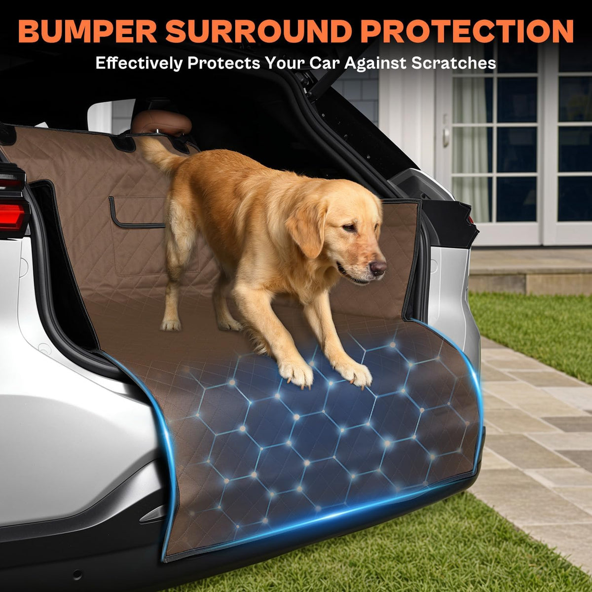 SUV Cargo Liner for Dogs,Waterproof Trunk Cover Dog Car Seat Mat for SUVs Sedans Vans with Bumper Flap