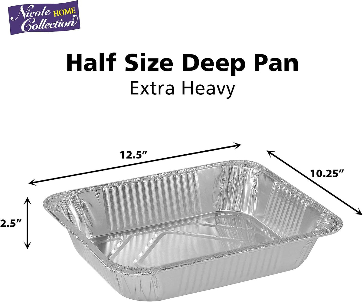 Aluminum Pans Half Size, 9X13, Extra Heavy Duty Disposable Foil Pans For Baking (20 Pack) Roasting & Chafing, Deep